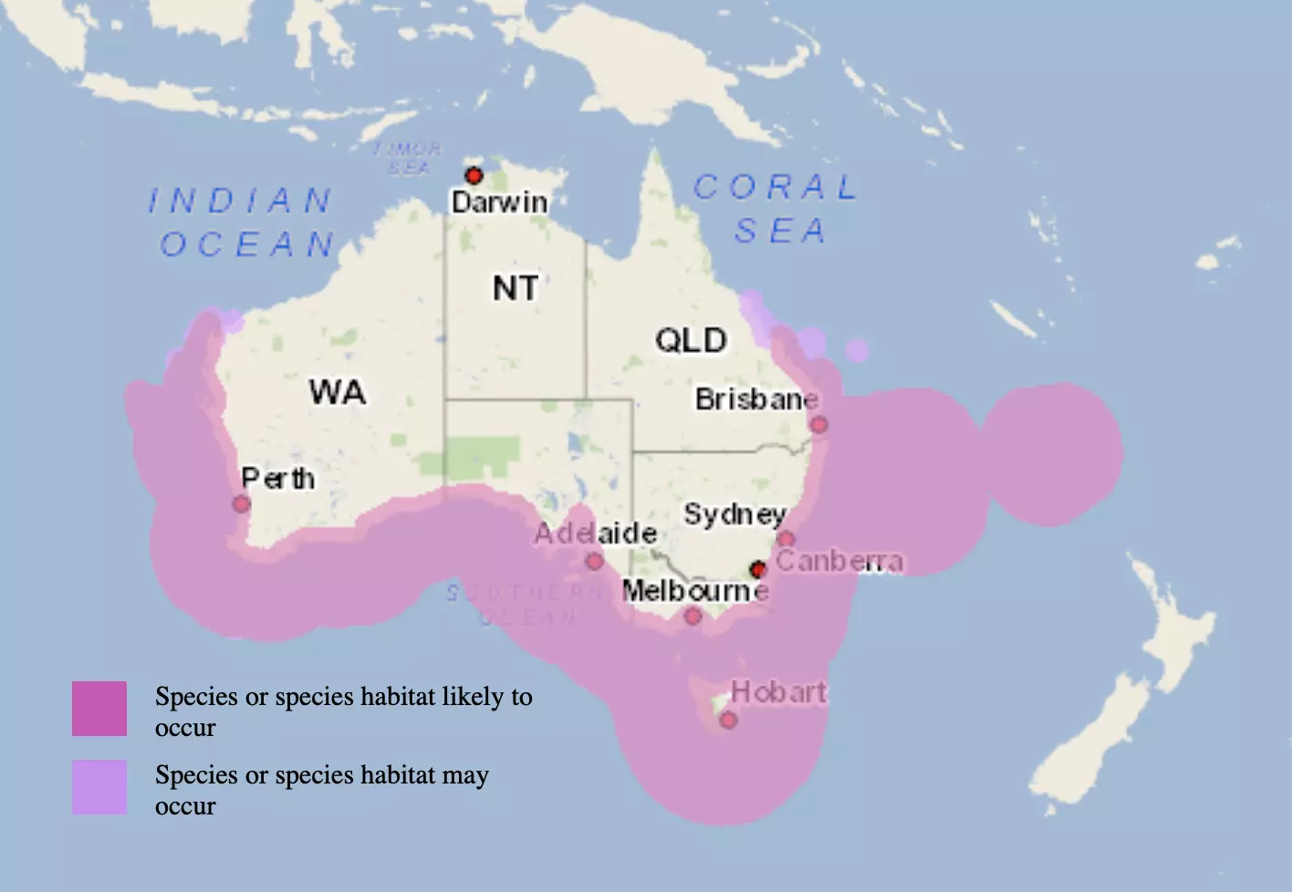 Shearwaters distribution map