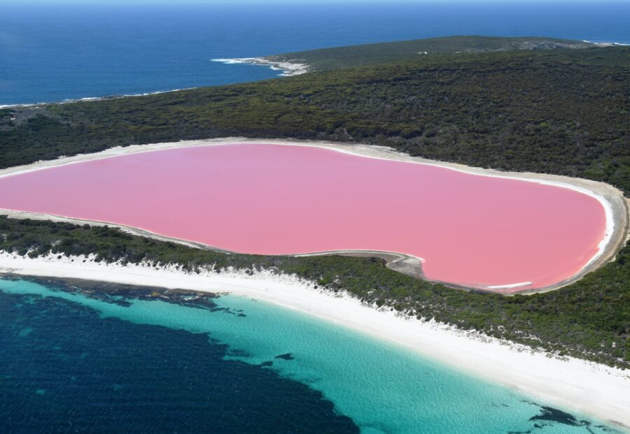 Lake Hillier, a pink lake in Western Australia