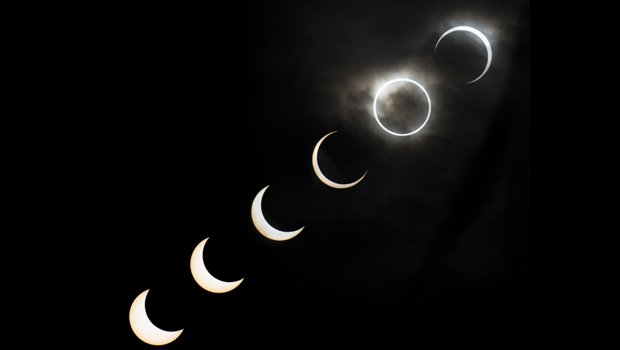 Solar eclipse chasing the shadow