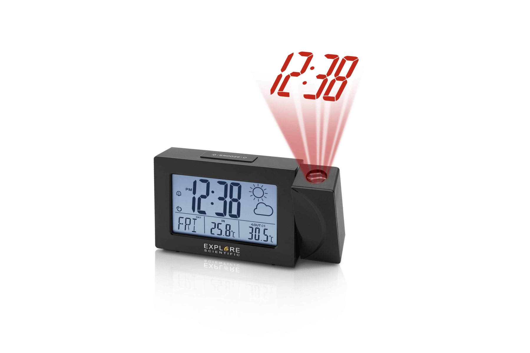 Explore Scientific Black Projection Clock In/Outdoor Weather Sensor
