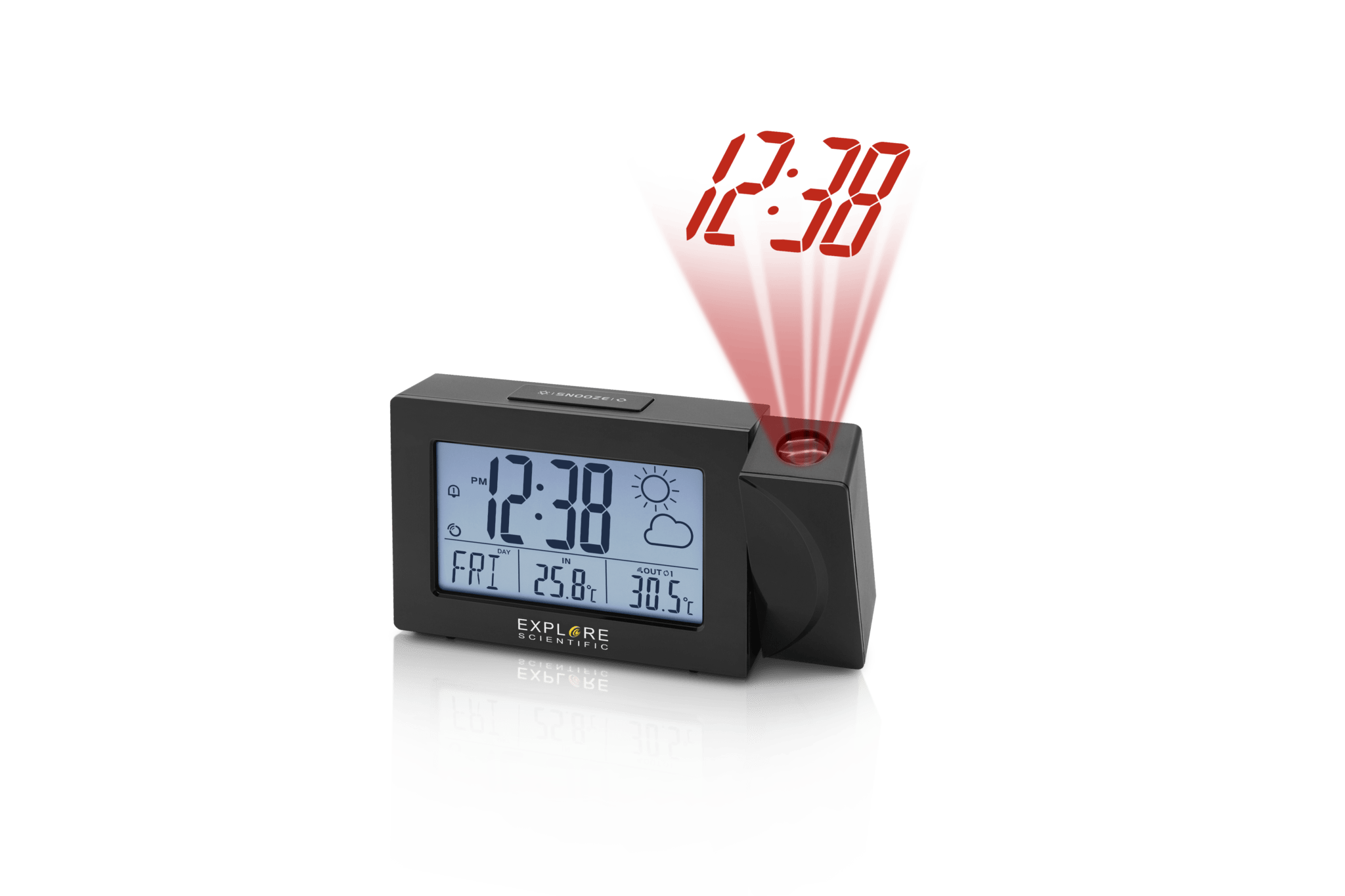 Explore Scientific Black Projection Clock In/Outdoor Weather Sensor