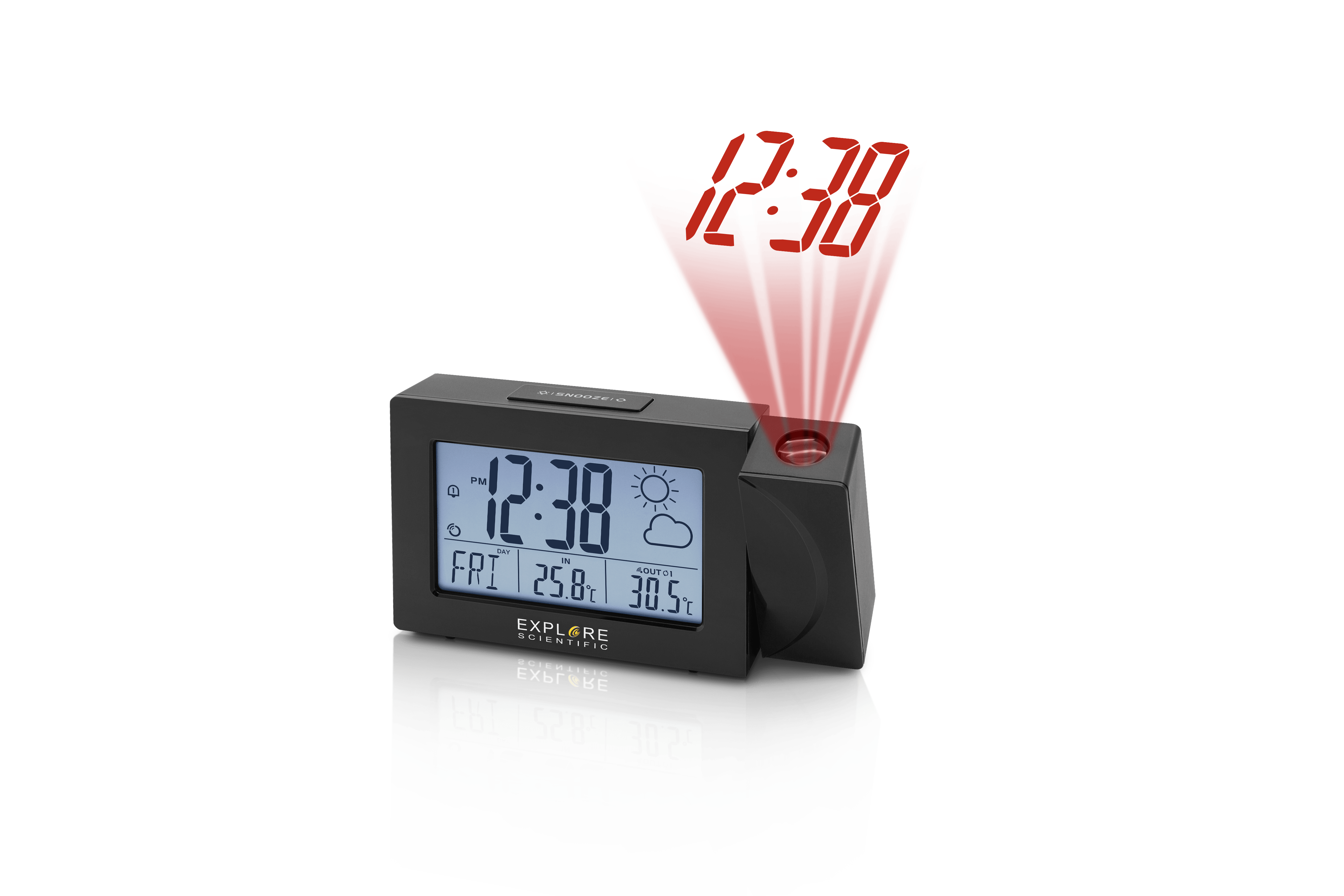 Digital Projection Clock Weather Station Hygrometer Tempmeter Black USB Charging Port with Snooze Function LCD Ceiling Projection Clock 
