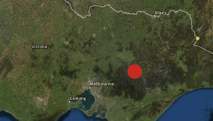 A map showing the location of the Melbourne earthquake in 2022