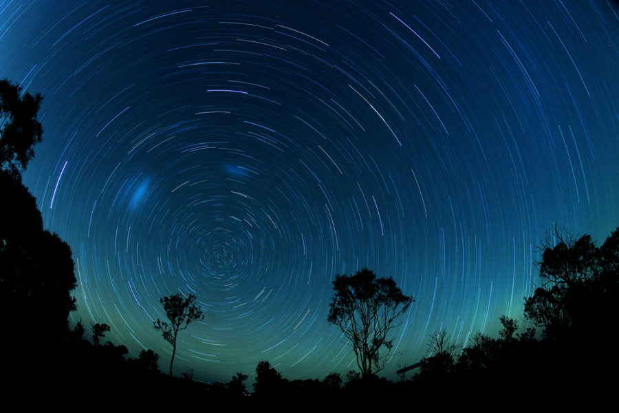 Star trail in the night sky