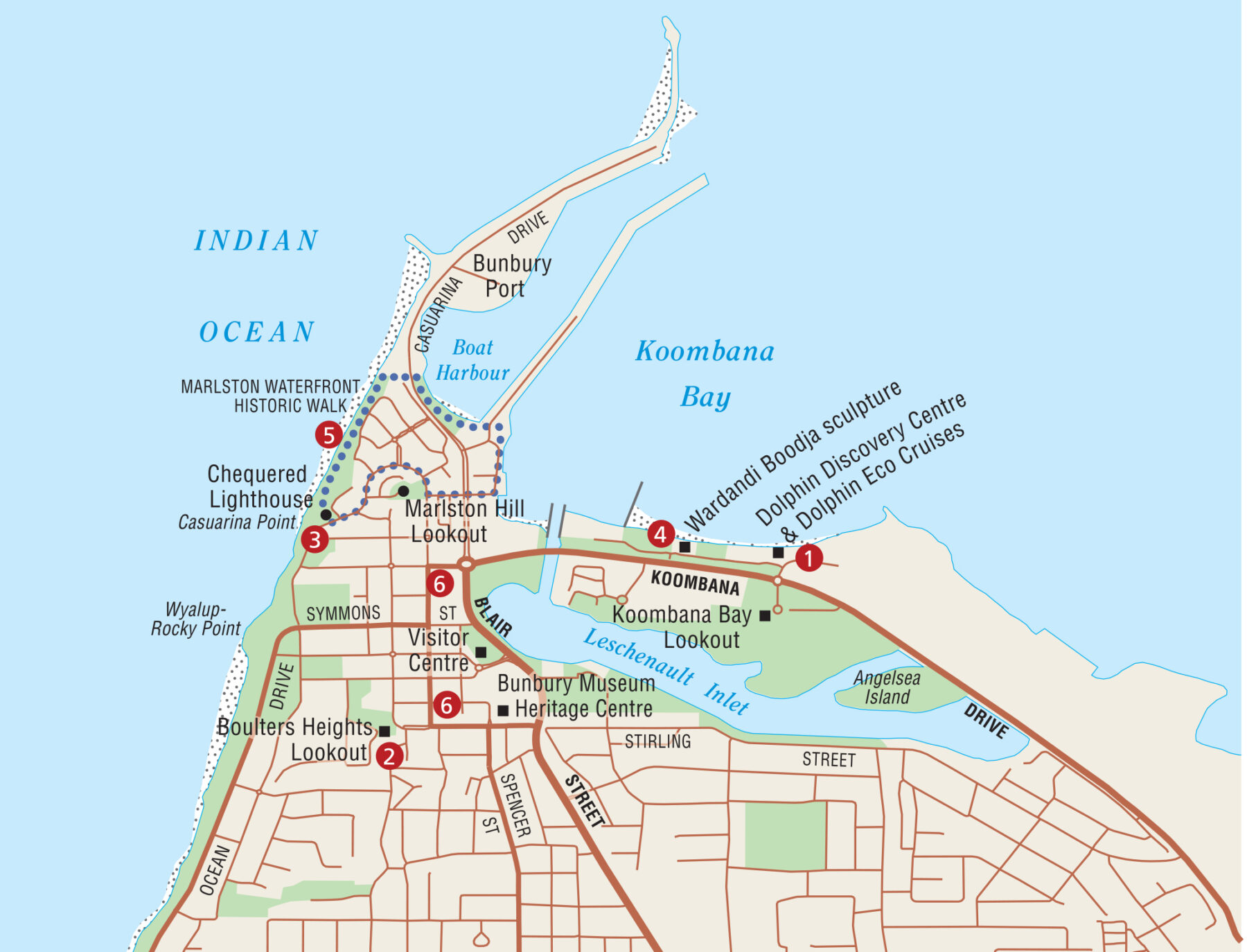 bunbury tourist map