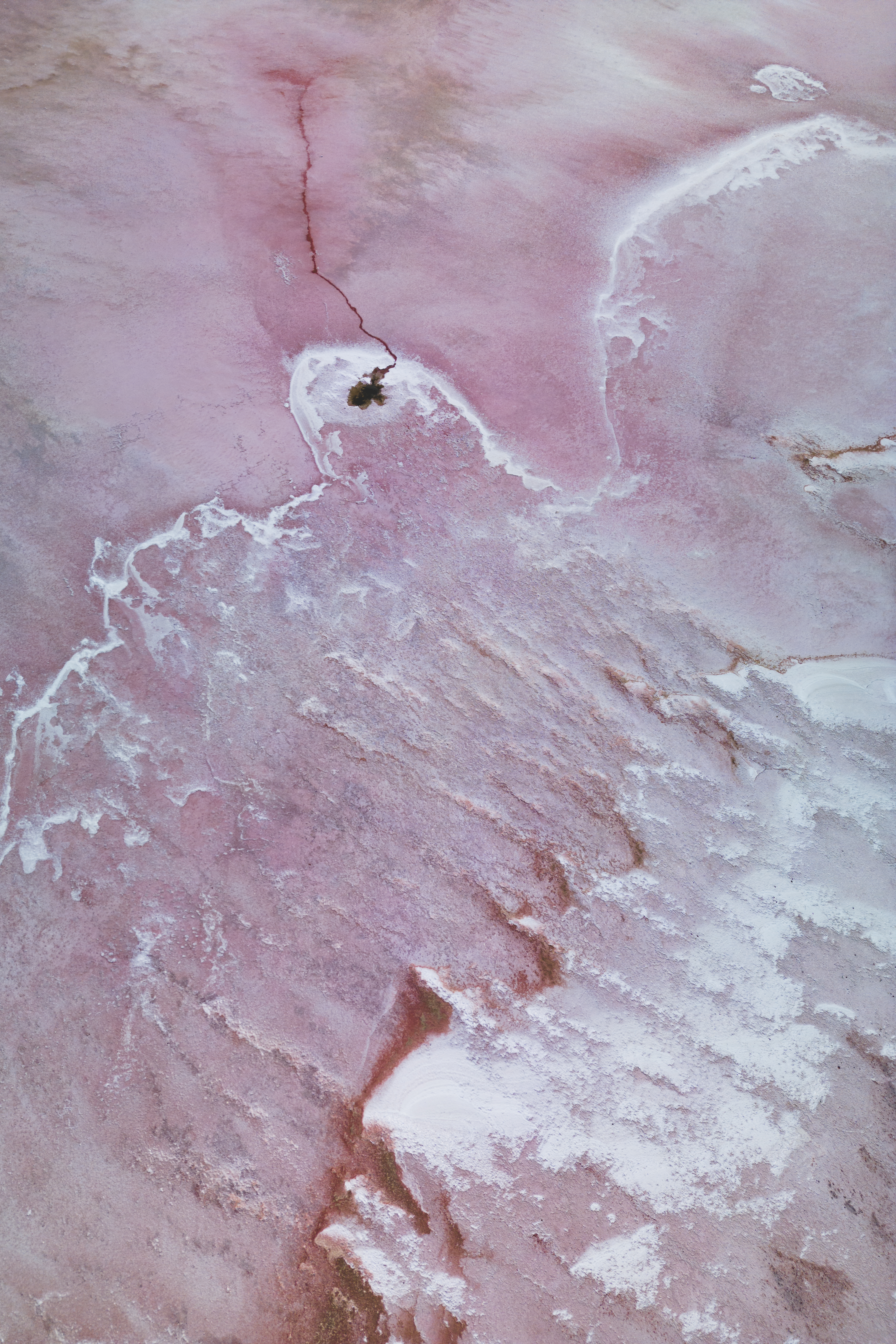 Aerials taken with drone showing Hutt Lagoon "Pink Lake" near Gregory, Western Australia