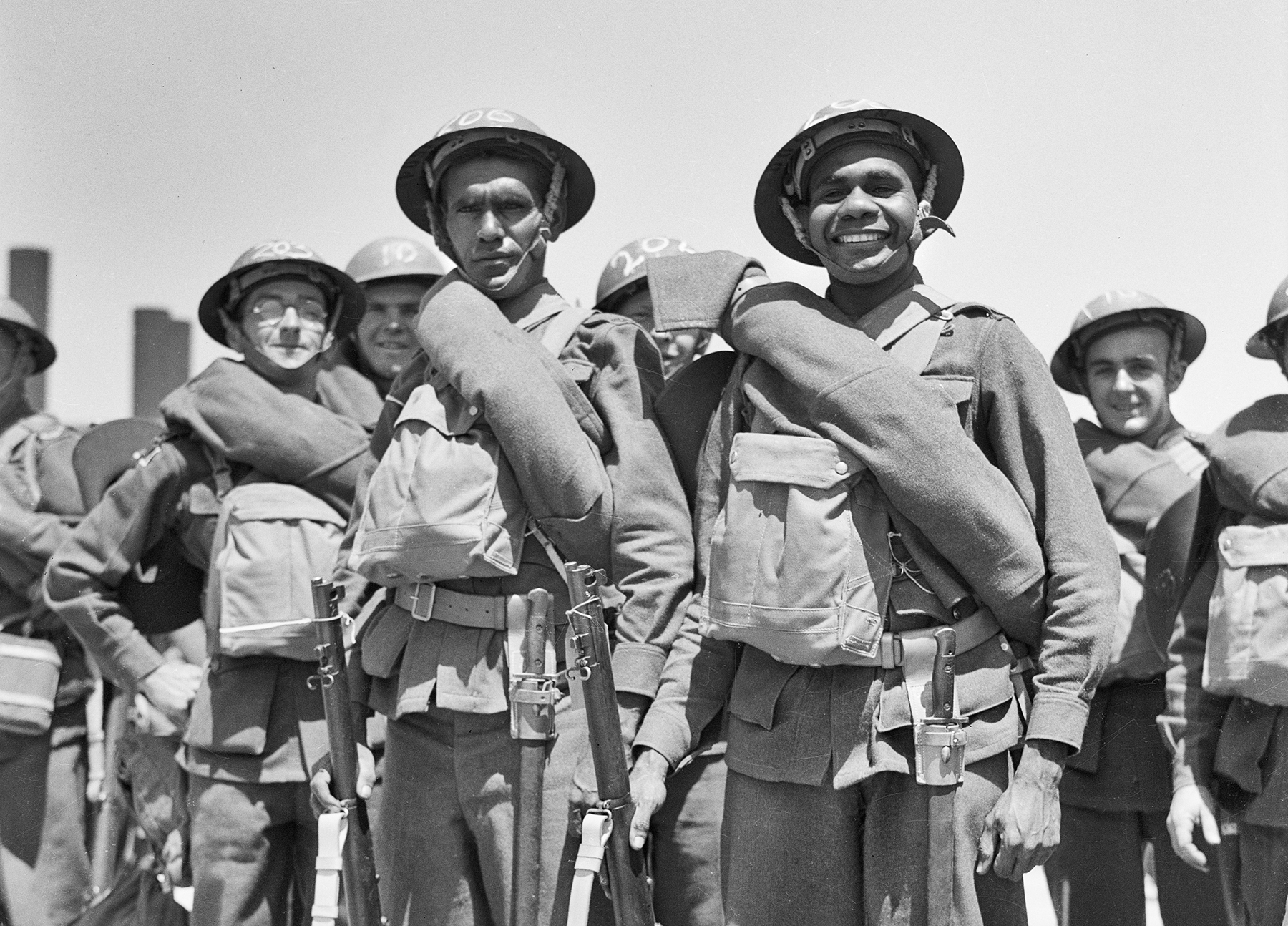First Nations diggers Private George Leonard (front, at left) and Private Harold West (front, at right),