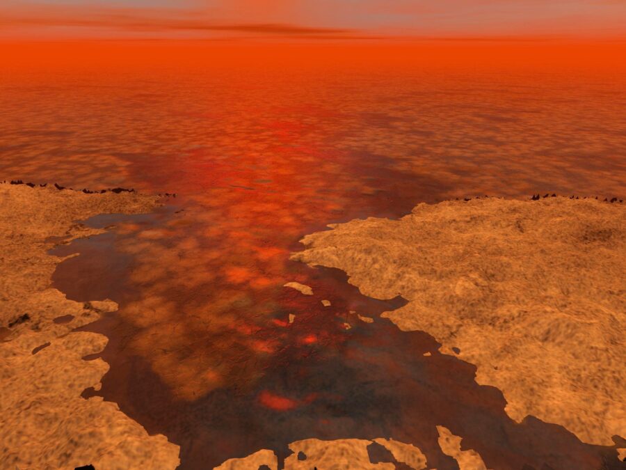 Floating ice on Titan's surface.