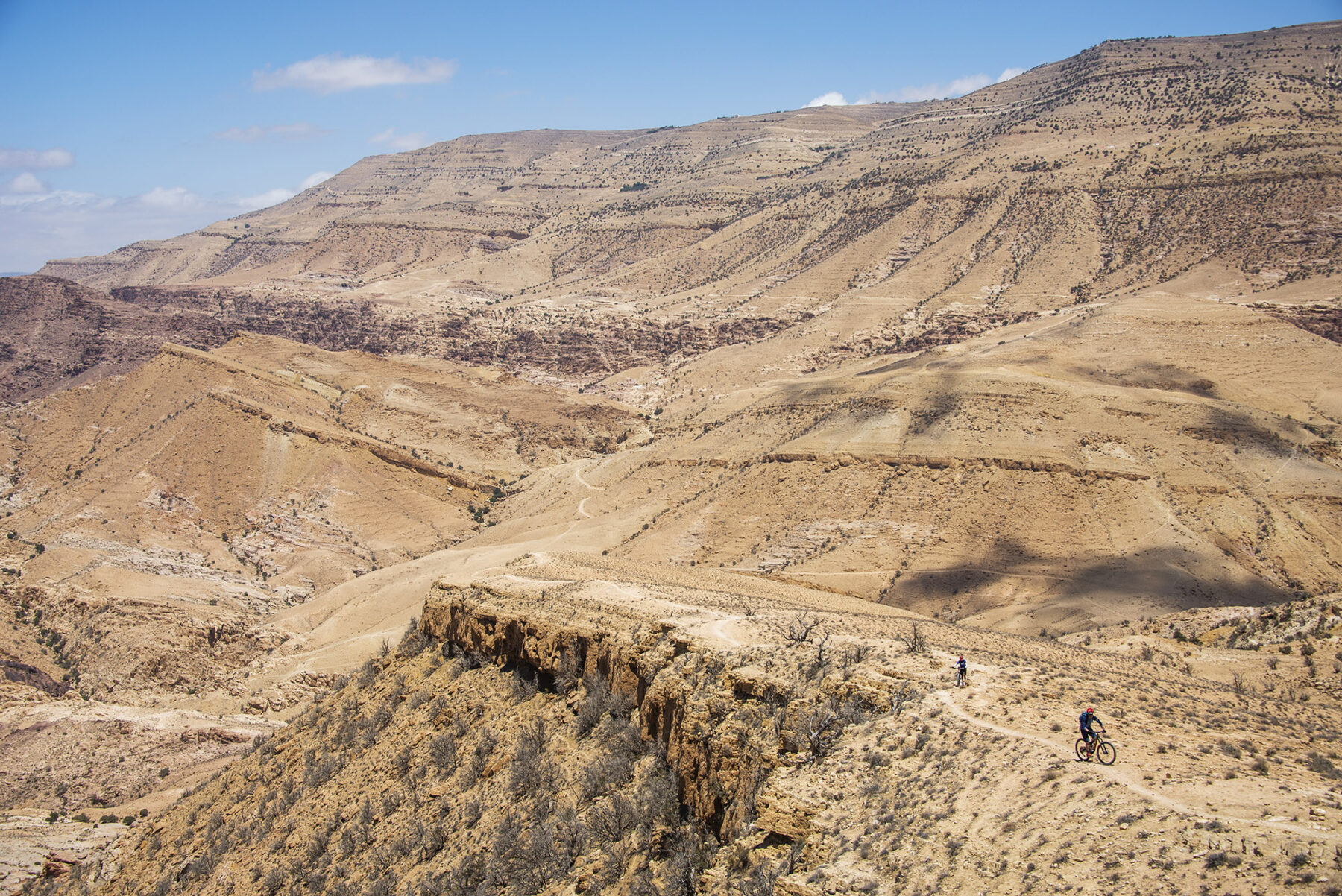 trails on the desert landscape in Jordan