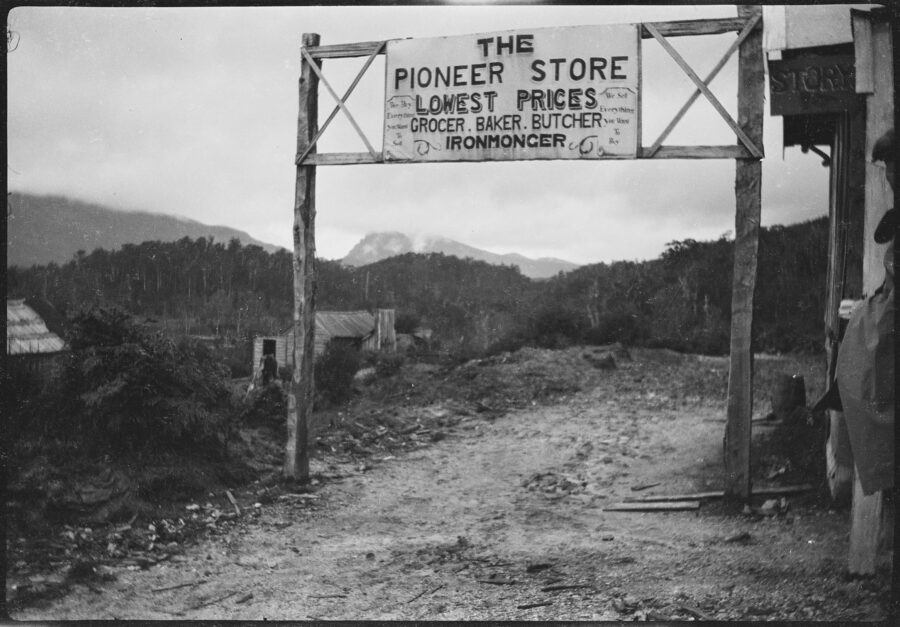 An archive photograph of the mining settlement of Adamsfield