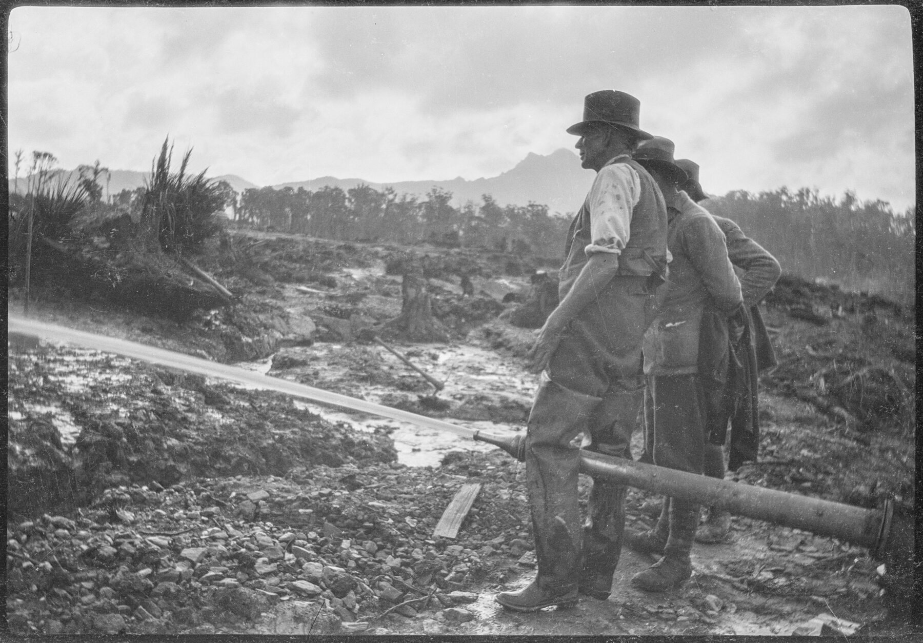 An archive photograph of the mining settlement of Adamsfield