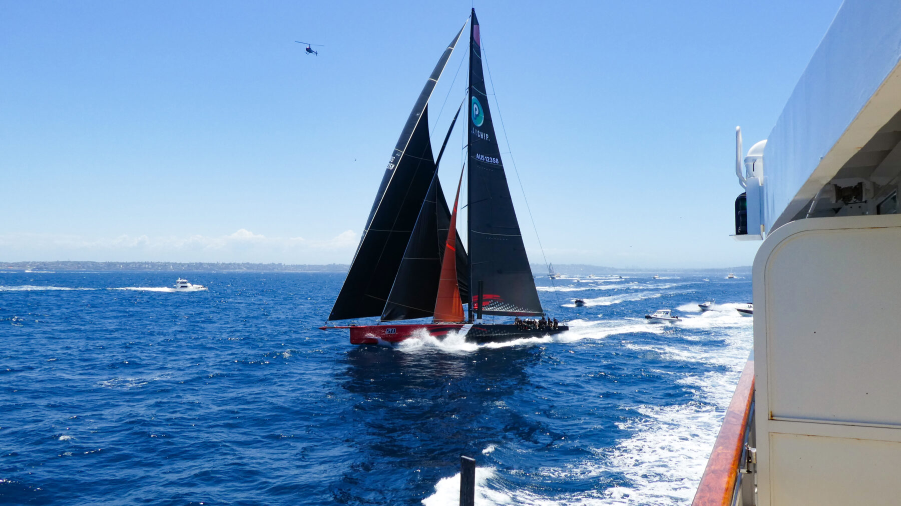 A yacht racing in the annual Sydney to Hobart race