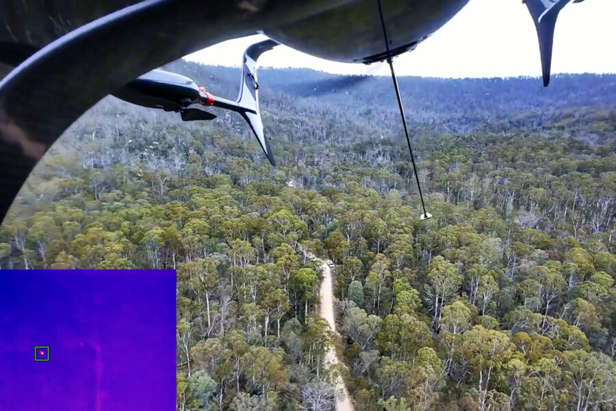 A drone detects a small spot fire from more than 800 metres away