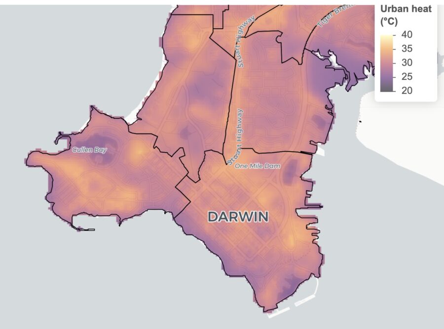 A screenshot of the Darwin Living Lab portal's interactive heat map