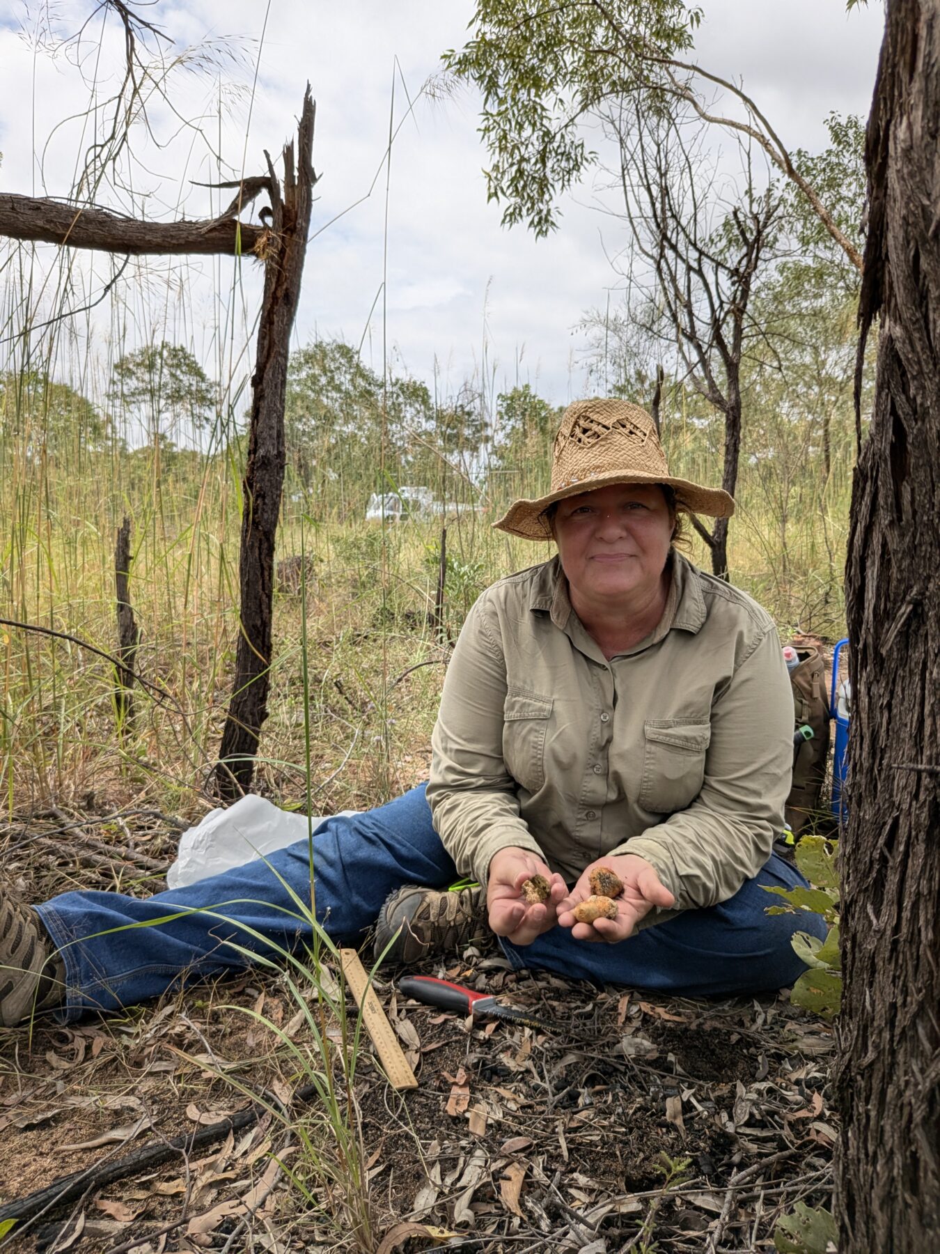 Mycologist Sherie Bruce collecting fungi