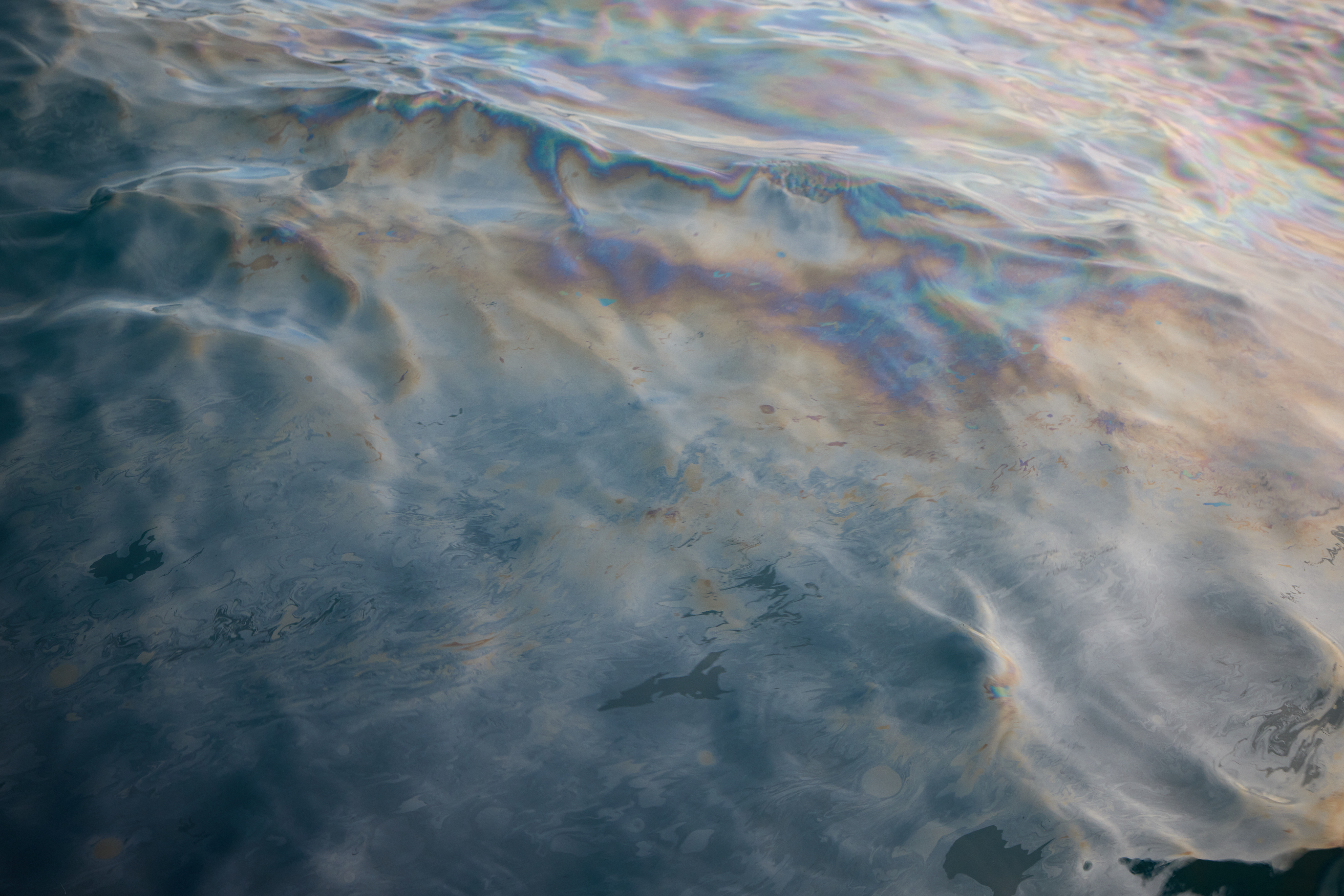 Oil on the water's surface, leaking from a Japanese shipwreck in Chuuk Lagoon