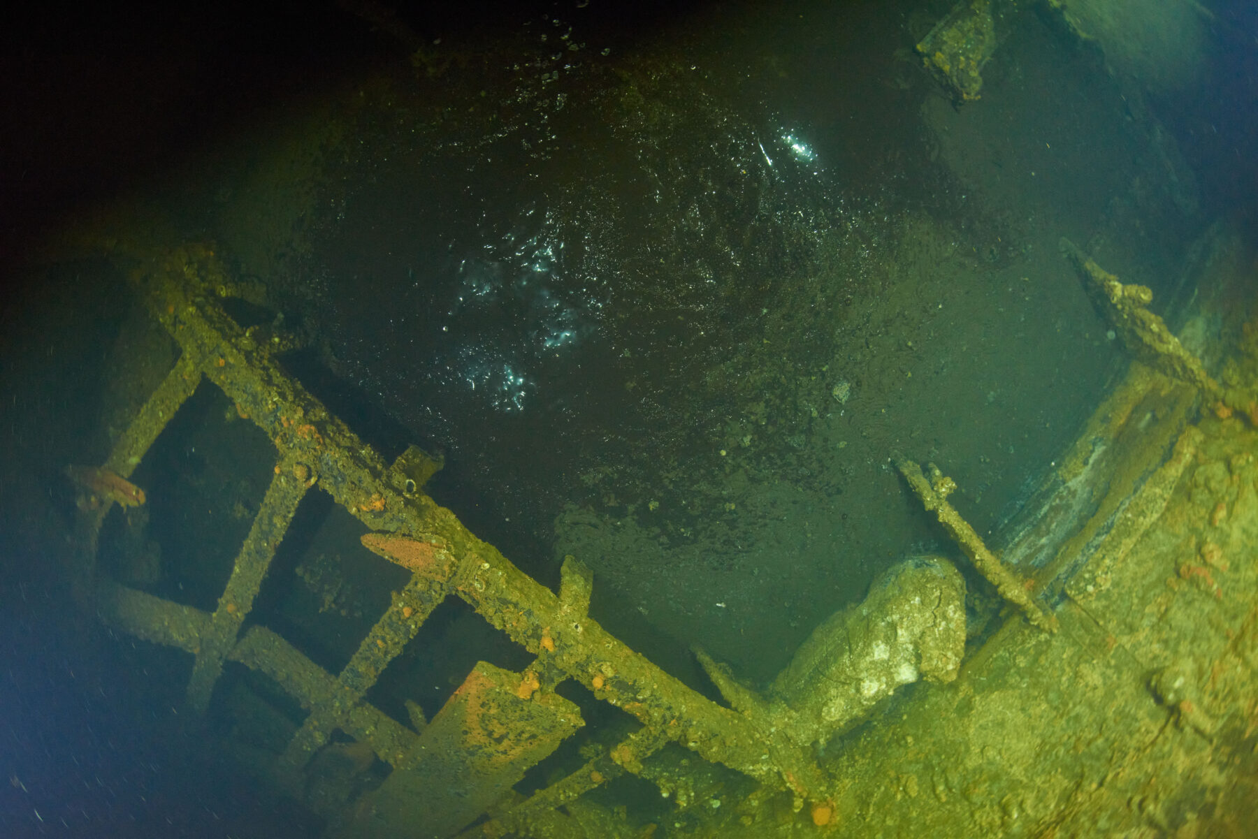 Oil pocket inside Chuuk shipwreck