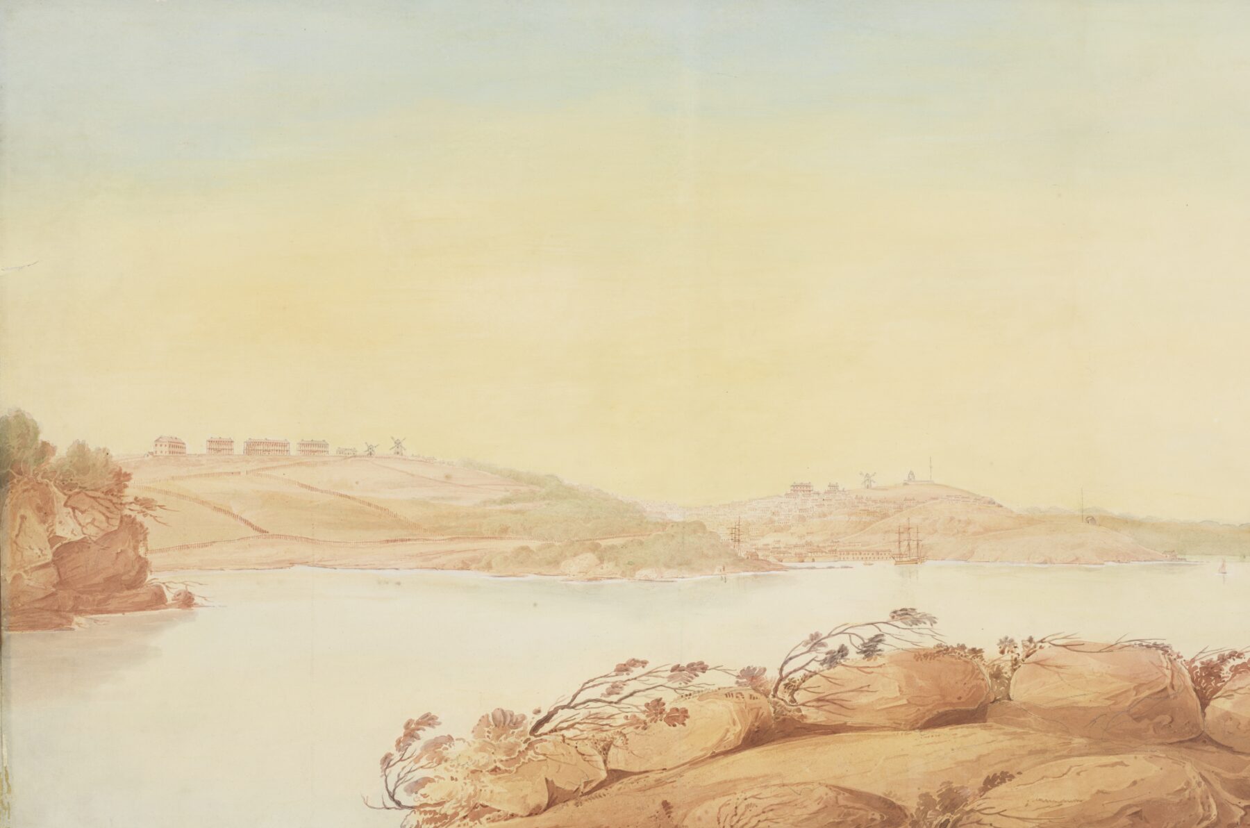 Sydney landscape showing the Rum Hospital ,ca. 1816-1818.