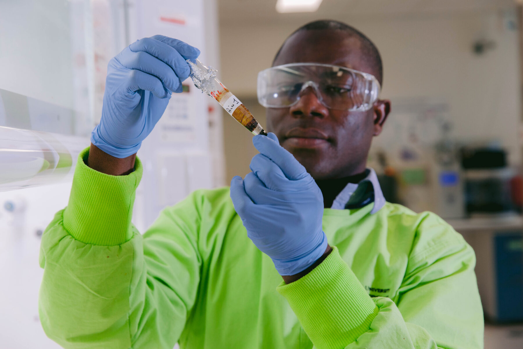 Dr Elvis Okoffo analyses microplastics in environmental samples