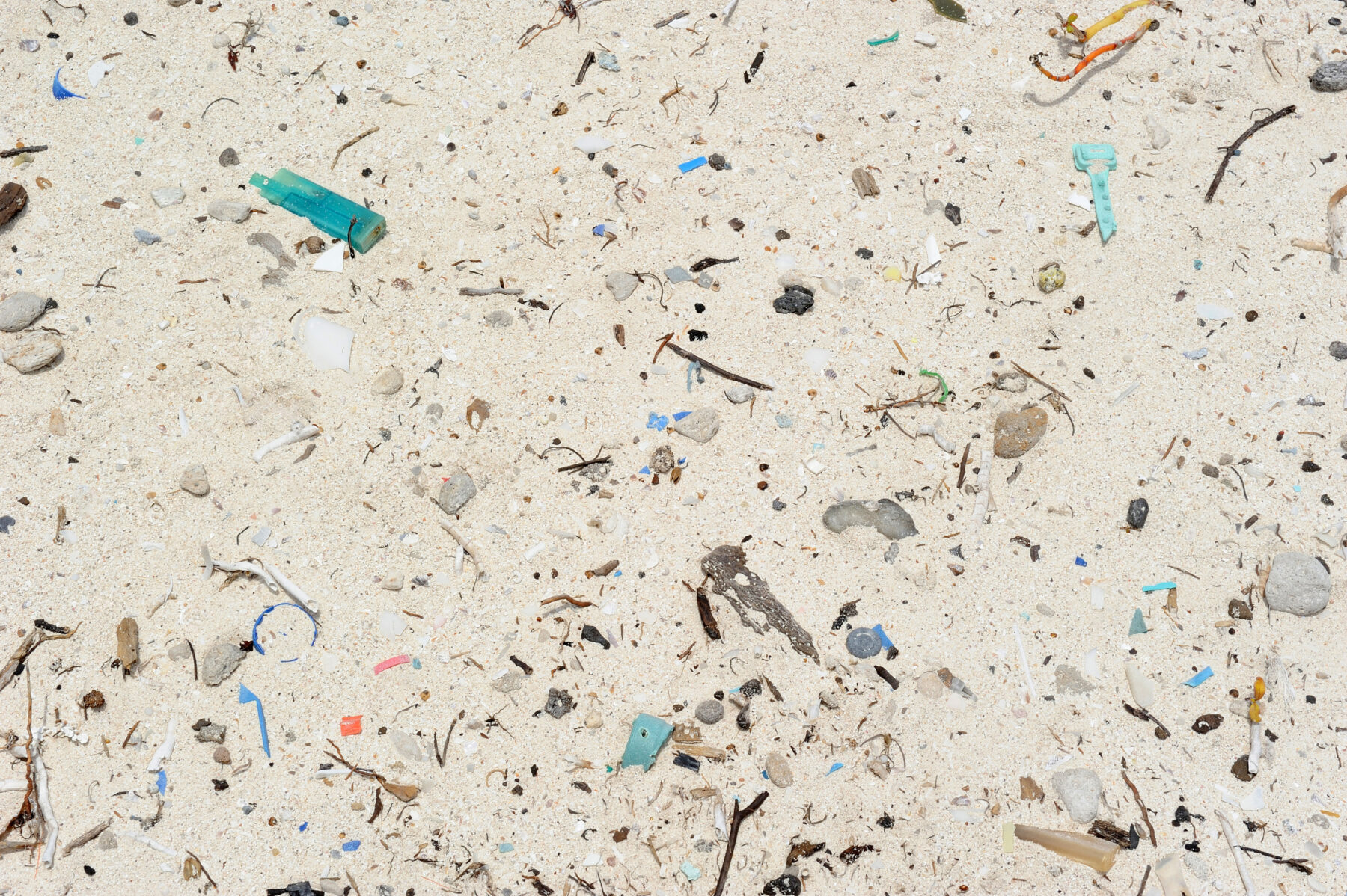 Plastics on a beach