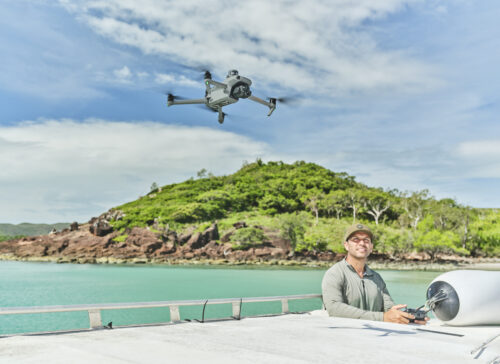 Dennis Fay uses drone