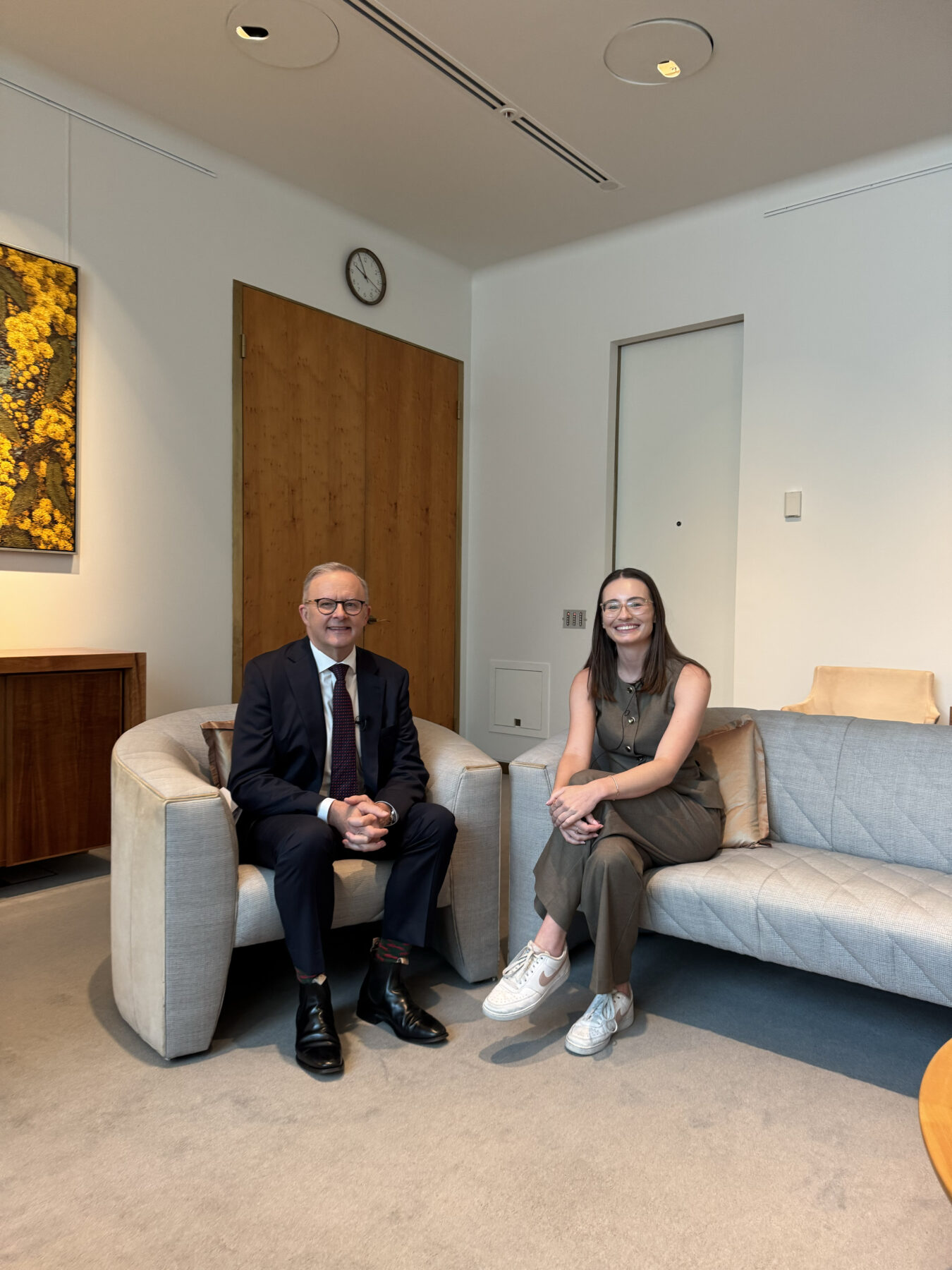 Natasha Etschmann with Prime Minister Anthony Albanase